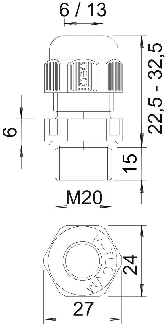 Gaine De Câble M20 Métrique Avec Filetage Long IP68 - 2022968 [5 Pièces]