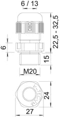 Gaine De Câble M20 Métrique Avec Filetage Long IP68 - 2022968 [5 Pièces]