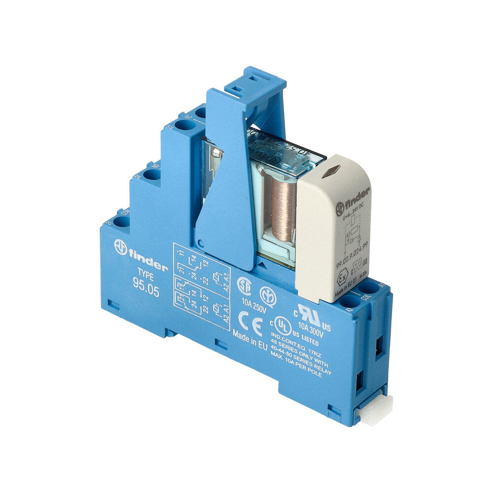 Finder 48.52 Relais À Double Interface 8A 24VDC AgNi LED - 48.52.7.024.0050