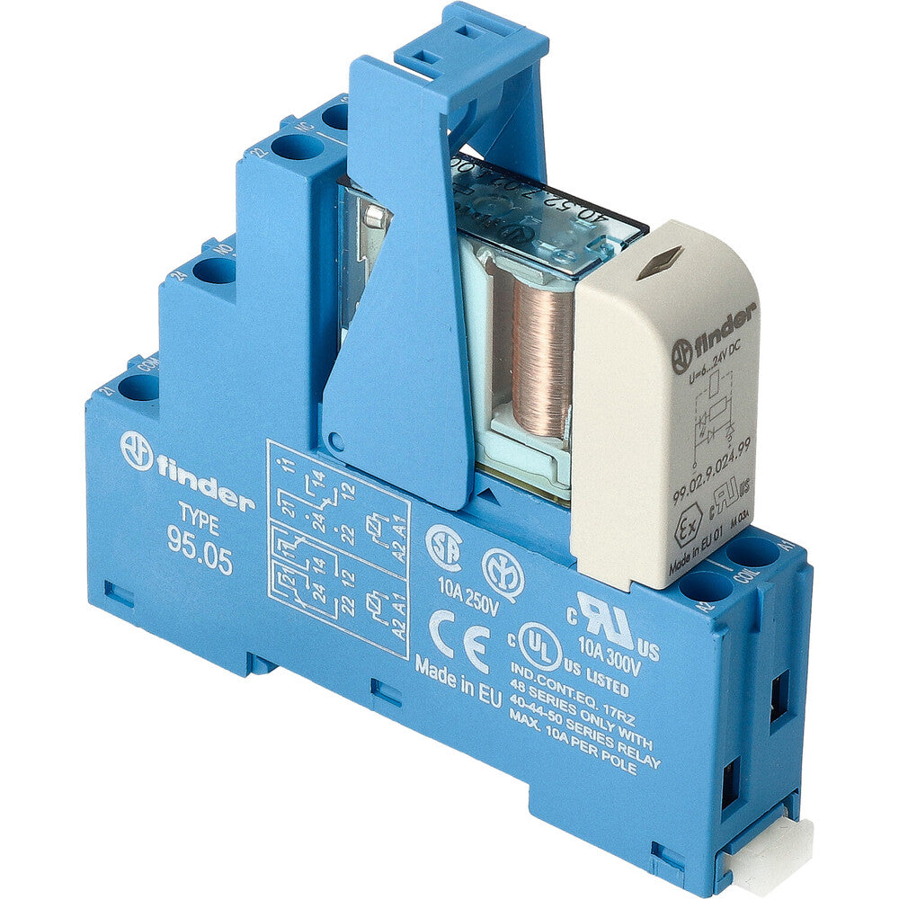 Finder 48.52 Relais À Double Interface 8A 24VDC AgNi LED - 48.52.7.024.0050