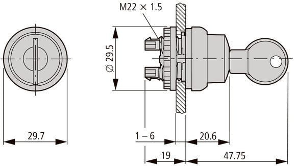 Eaton M22 Interrupteur À Clé À 3 Positions Avec Serrure MS2 - 111773