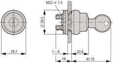 Eaton M22 Interrupteur À Clé À 3 Positions Avec Serrure MS2 - 111773