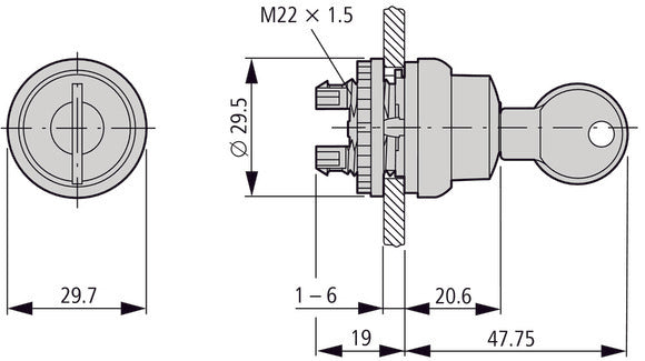 Eaton RMQ-Titan Interrupteur À Clé À 2 Positions Avec Retour Par Ressort - 111790