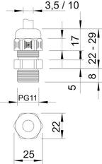PG11 IP68 Passe-Câble Avec Protection Contre La Traction RAL 7001 - 2022621 [10 Pièces]