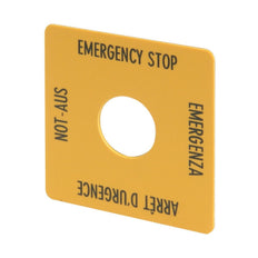 Étiquette D'Arrêt D'Urgence Multilingue 50x50mm Jaune - 216484