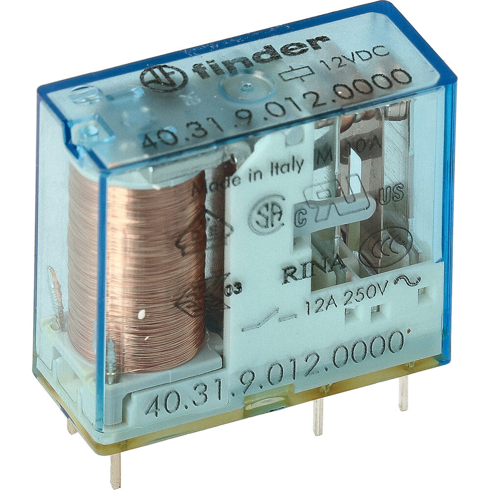 Finder 40.31 Relais PCB 12VDC 10A SPDT - 40.31.9.012.0000 [2 Pièces]