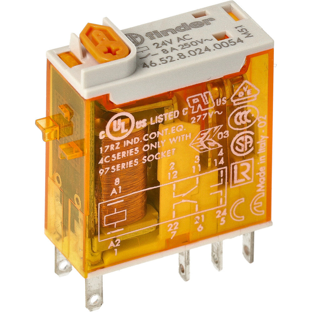 Finder 46.52 Relais Industriel 2Co 8A 24Vac Avec Led - 46.52.8.024.0054