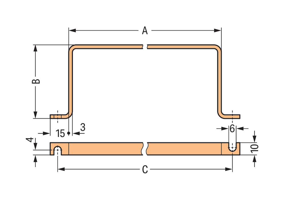 Barre De Bus En Cuivre En Forme De U WAGO 10x3mm Pour 5 Modules IO - 790-190 [25 Pièces]