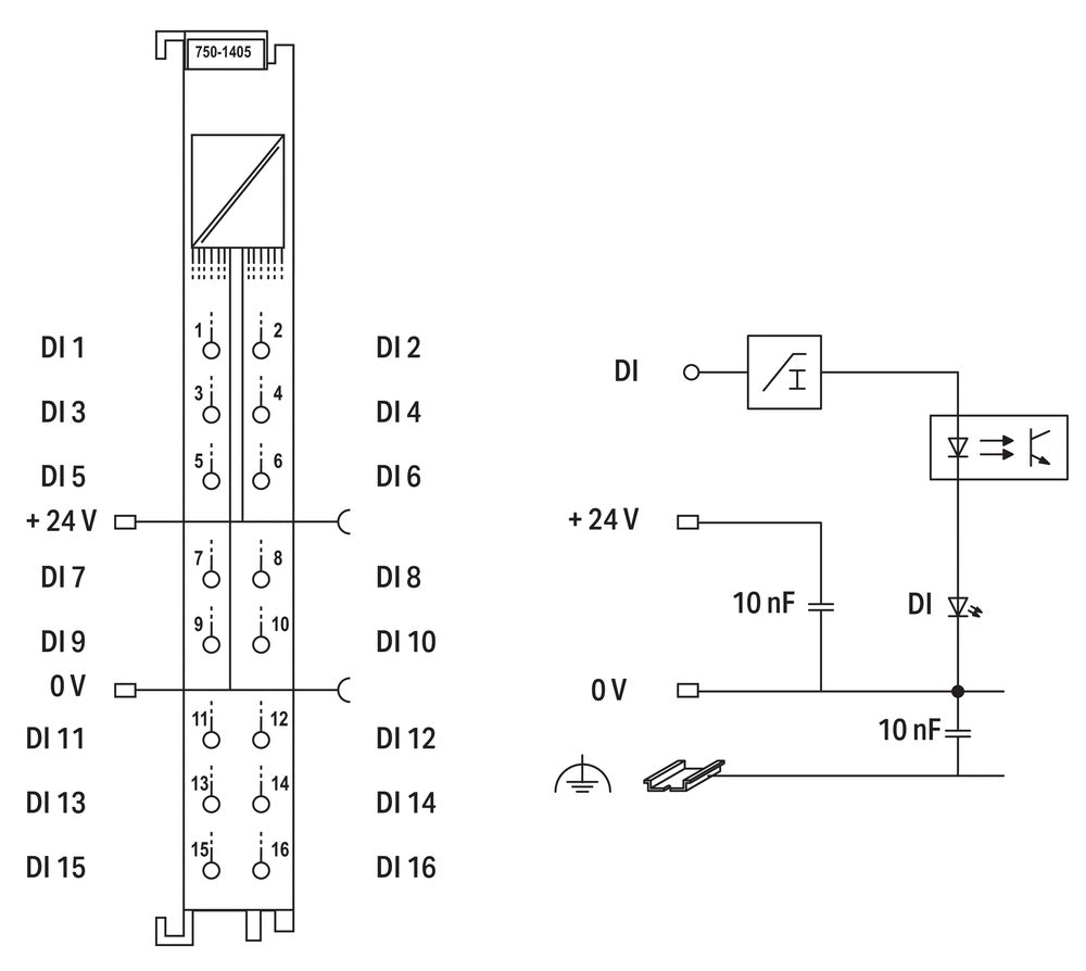 WAGO 750-1405 Module D'Entrée Numérique 16 Canaux 24VDC - 750-1405