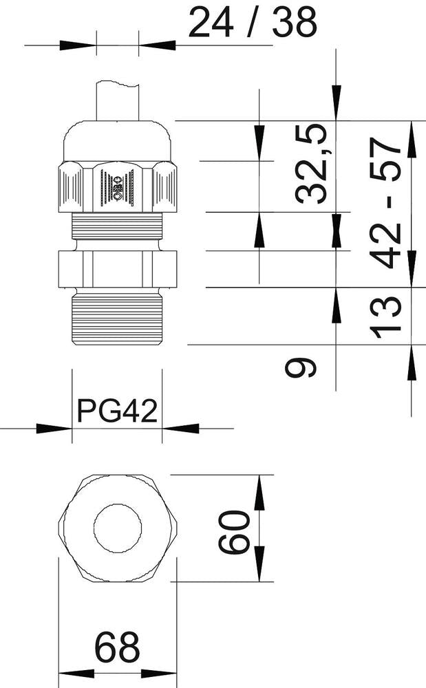 IP68 PG42 Passe-Câble Avec Protection Contre La Traction - 2022699