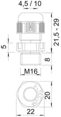 OBO M16 IP68 Cable Gland With Strain Relief Black - 2022885 [10 Pieces]