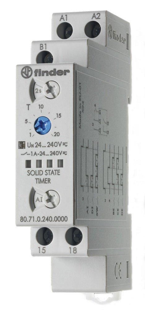 Finder 80.71 Relais De Minuterie Multifonction SSR 24-240V CA/CC - 80.71.0.240.0000