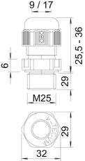 Gaine De Câble M25 Métrique Avec Fil Long IP68 - 2022970 [5 Pièces]