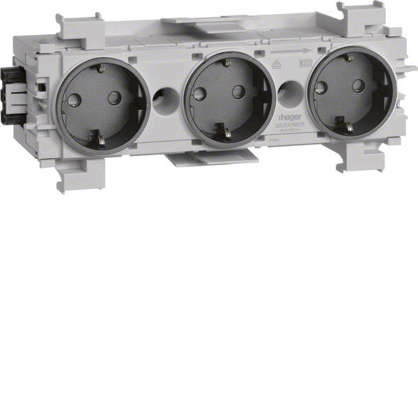 Prise Triple Wago Montage Avant Noir - GS30019011