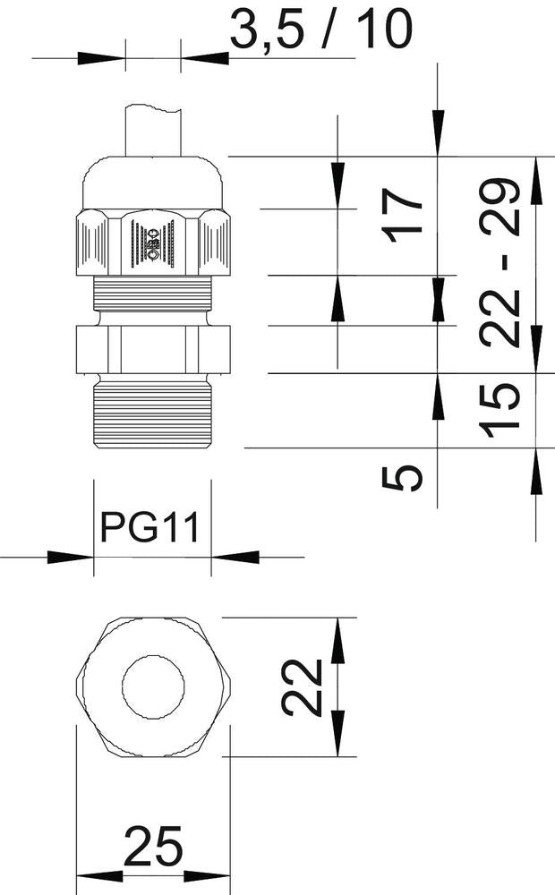 IP68 PG11 Passe-Câble Avec Protection Contre La Traction - 2024195 [5 Pièces]