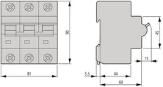 Eaton 80A 3P+N Disjoncteur C-Caractéristique 25kA - 211803