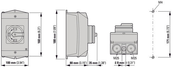 Eaton P1 25A Interrupteur Principal À Trois Pôles Avec Fonction D'Arrêt - 207295