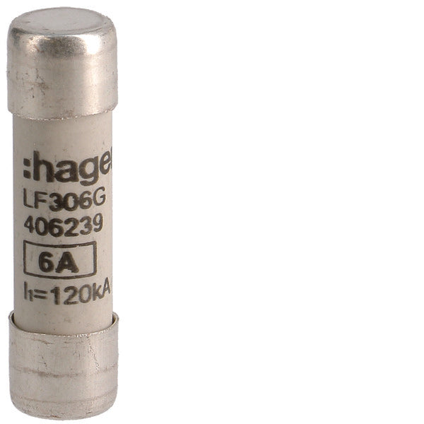 Fusible Cylindrique Industriel Hager 6A 500V 10x38mm gG - LF306G [10 Pièces]