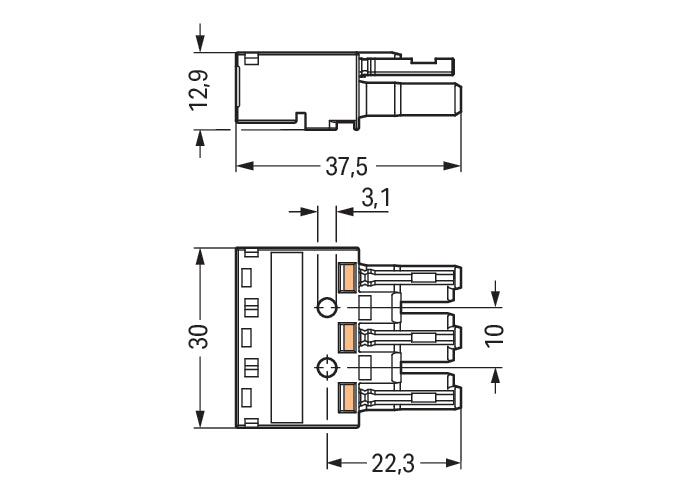 WAGO 770-203 WINSTA MIDI connecteur femelle 3 pôles noir - 770-203 [2 pièces]
