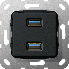 Gira Usb 3.0 Double Port Changeur De Genre Noir - 568410