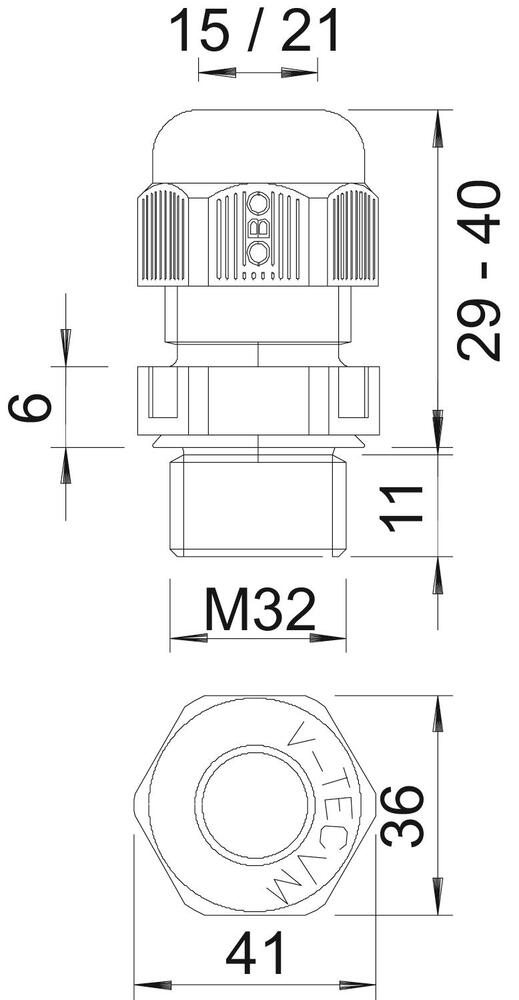 M32 IP68 Polyamide Cable Gland With Strain Relief - 2022851 [2 Pieces]