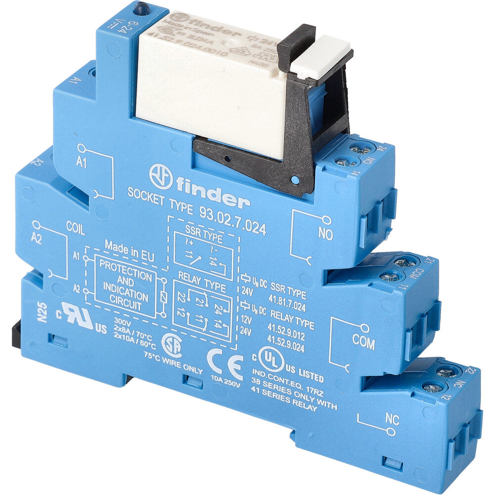 Finder 38.52 Relais D'Interface 24VDC 8A Dual CO Contact - 38.52.7.024.0050