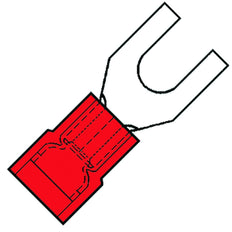 Terminal À Fourche Isolé M4 En Nylon Rouge Pour Câble De 0.5-1.5mm2 - 156510 [100 Pièces]