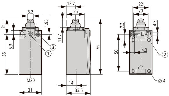 Interrupteur De Position Eaton Avec Levier À Rouleau IP66 IP67 - 106800