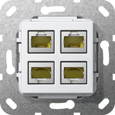 Gira 4-Port Cat 6A RJ45 Modular Jack 10GB Base Unit - 569903
