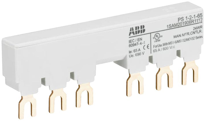ABB Barres De Distribution Triphasées MS116/132 65A Avec Interrupteur Auxiliaire - 1SAM201906R1112