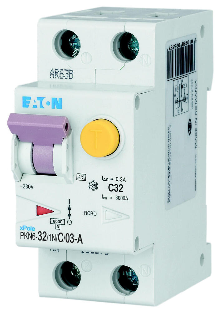 Eaton PKN6 32A 300mA Disjoncteur RCBO 1P+N - 236739