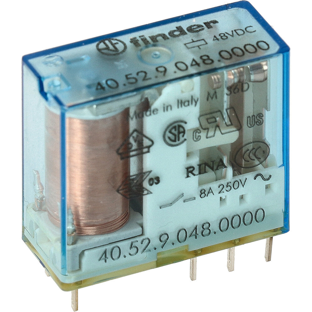 Finder 40.52 Relais PCB 48VDC 8A Dual CO AgNi - 40.52.9.048.0000