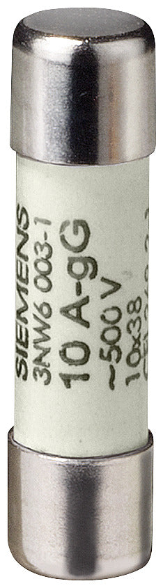 Siemens 500V 0.5A Cylindrical Fuse 10x38mm - 3NW60001 [10 Pieces]