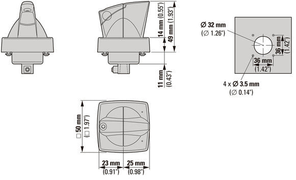 Eaton K1 Poignée Rotative 6mm Montage De Porte Avec Cadenas A Cylindre - 1818031