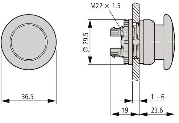Eaton RMQ-Titan M22-DRP-R Bouton Poussoir Champignon D'Urgence - 216745 [5 Pièces]