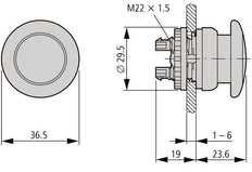 Eaton RMQ-Titan M22-DRP-R Bouton Poussoir Champignon D'Urgence - 216745 [5 Pièces]