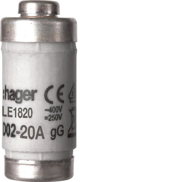 Hager D02 Fusible 20A 400V Avec Indicateur - LE1820 [5 Pièces]