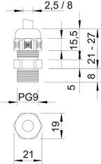 PG9 IP68 Passe-Câble Avec Protection Contre La Traction RAL 7001 - 2022613 [10 Pièces]