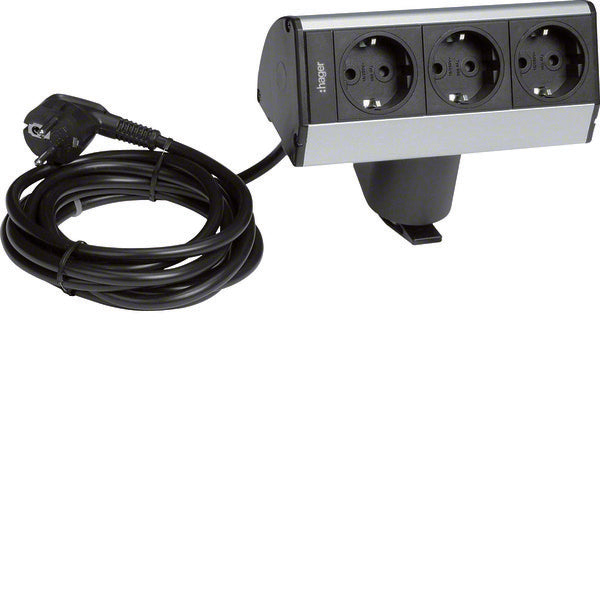 Module D'Alimentation De Bureau Hager 3 Prises Schuko Anodisé - G7067ELN