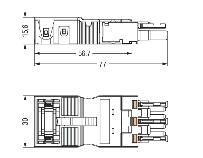 Prise 3 Pôles Avec Protection Contre La Traction 4mm Noir - 770-203/035-000