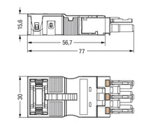 Prise 3 Pôles Avec Protection Contre La Traction 4mm Noir - 770-203/035-000