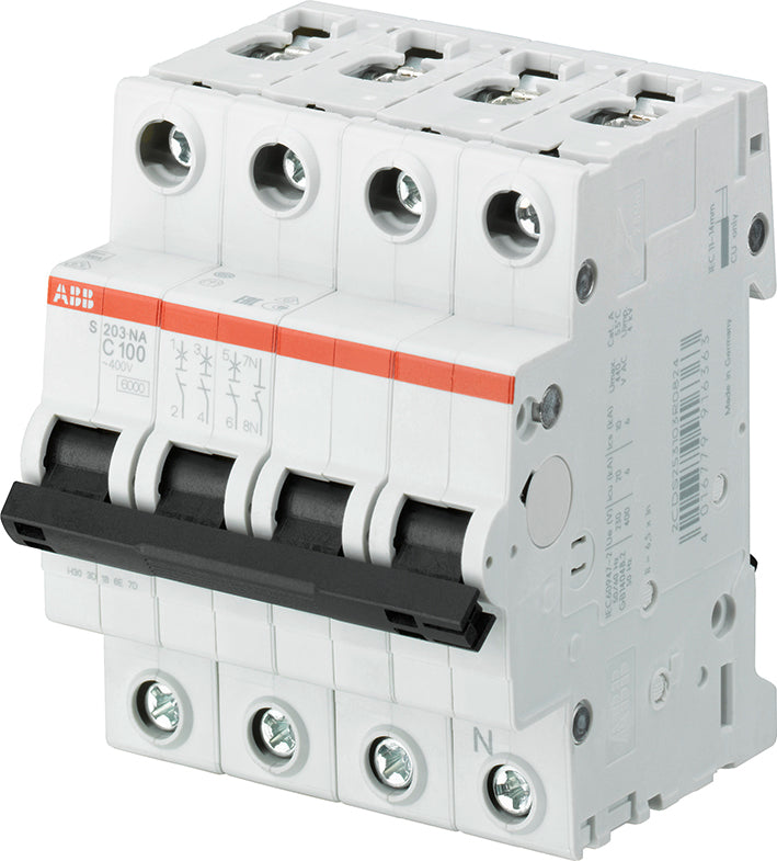 Abb S203 3P+N 80A C-Courbe Disjoncteur 6kA - 2CDS253103R0804
