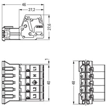 Wago Connecteur De Détente À 5 Pôles 6mm Noir - 831-3205/1020-004 [5 Pièces]