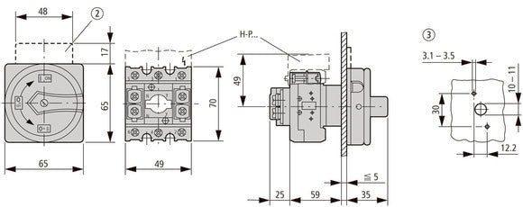 Eaton P1 Interrupteur Principal Quatre Pôles 25A Avec Fonction D'Arrêt - 050740