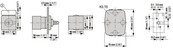 Eaton T0 20A Interrupteur Encastré Changement 4 Contacts IP65 - 011396