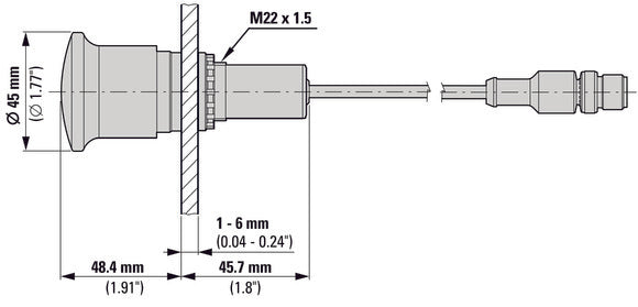 Bouton D'Arrêt D'Urgence De 38 Mm Avec Connecteur M12 - 191005