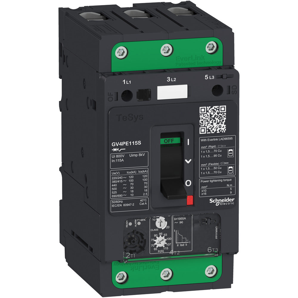 Disjoncteur De Circuit De Moteur TeSys GV4 115A 50kA 3P - GV4PE115N