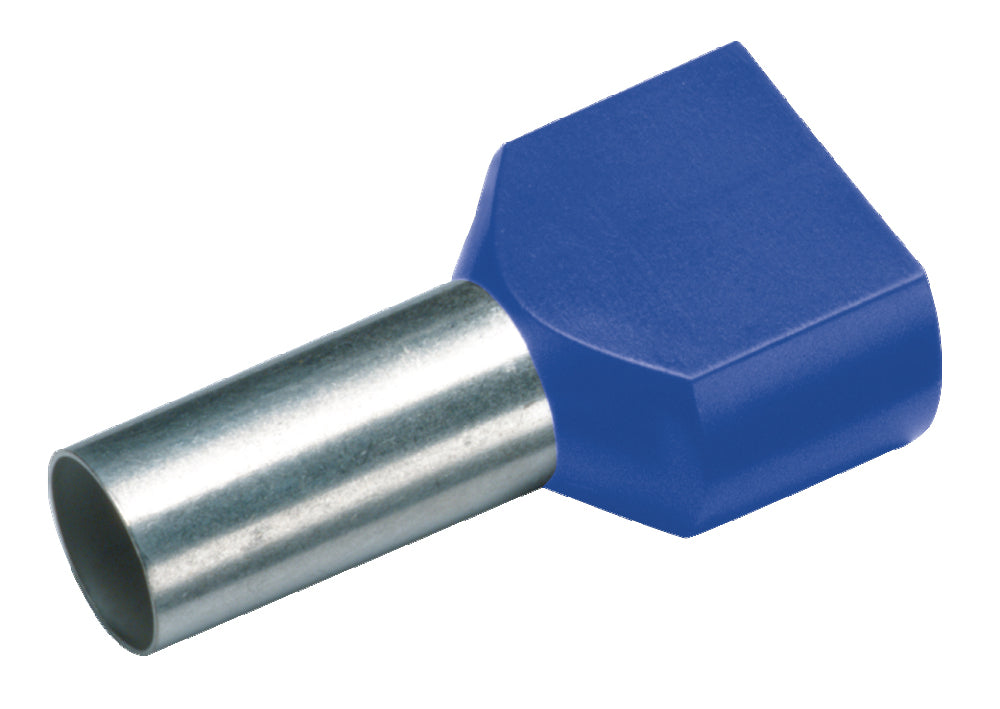 Ferrules À Deux Fils Isolés 2x2.5mm Bleu 10mm - 182444 [100 Pièces]