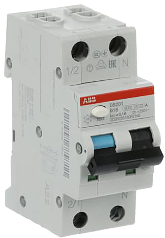 ABB DS201 Monophasé RCBO 16A 100mA 6kA Courbe B - 2CSR255180R2165