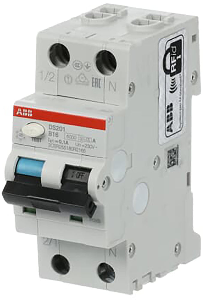 ABB DS201 Monophasé RCBO 16A 100mA 6kA Courbe B - 2CSR255180R2165